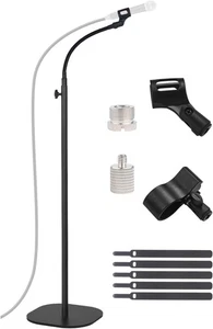 Microphone Stand, Gooseneck Mic Stand Floor for Singing Height Adjustable from 3 - Picture 1 of 7