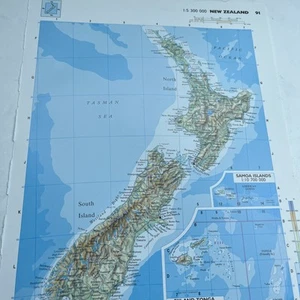 2002: Map Of New Zealand Physical CWA #91 Old Vintage Atlas Print  - Picture 1 of 6