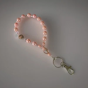 Pink Pearl Breast Cancer Wrist Strap Cell Phone  Strap Camera Strap Purse Charm - Zdjęcie 1 z 5