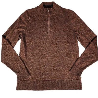 Smartwool Mens Brown Heathered Wool Blend 1/4 Zip Pullover Sweater - Image 1 of 4