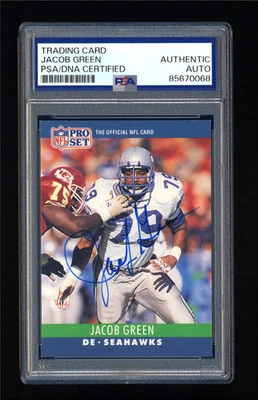 JACOB GREEN SIGNED 1990 PRO SET FOOTBALL PSA/DNA AUTOGRAPH SEATTLE SEAHAWKS - Image 1 of 2