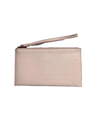 Cartera sin asas FURLA pulsera caramelo rosa cuero saffiano cartera logotipo dorado Foto 1 de 4