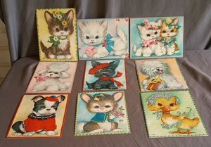 Vintage Grußkarten für alle Anlässe unbenutzt in Box Haustiere Katze Hund Ente Riesengröße von Coby - Bild 1 von 2