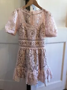 BRAND NEW Self-Portrait Lace Rose Pink Mini Dress (Wedding, Party, Event) - Picture 1 of 11