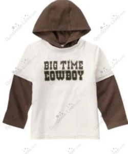 Gymboree Boys 12 Rodeo Cowboy Big Time Hoodie Long Sleeve Tee Shirt NWT - Picture 1 of 2