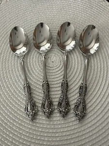 Oneida MICHELANGELO Cube Heirloom Dinner Spoons Stainless Flatware 6.5” 4 Pieces - Picture 1 of 7