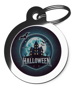 Pet ID tag - Bats Halloween  Picture dog or cat tag 32mm or 24mm personalised - Picture 1 of 2