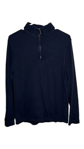 J Crew Mercantile Herren Baumwolle LS 1/4-Reißverschluss einfarbig marineblau Pullover Sweater Small - Bild 1 von 4