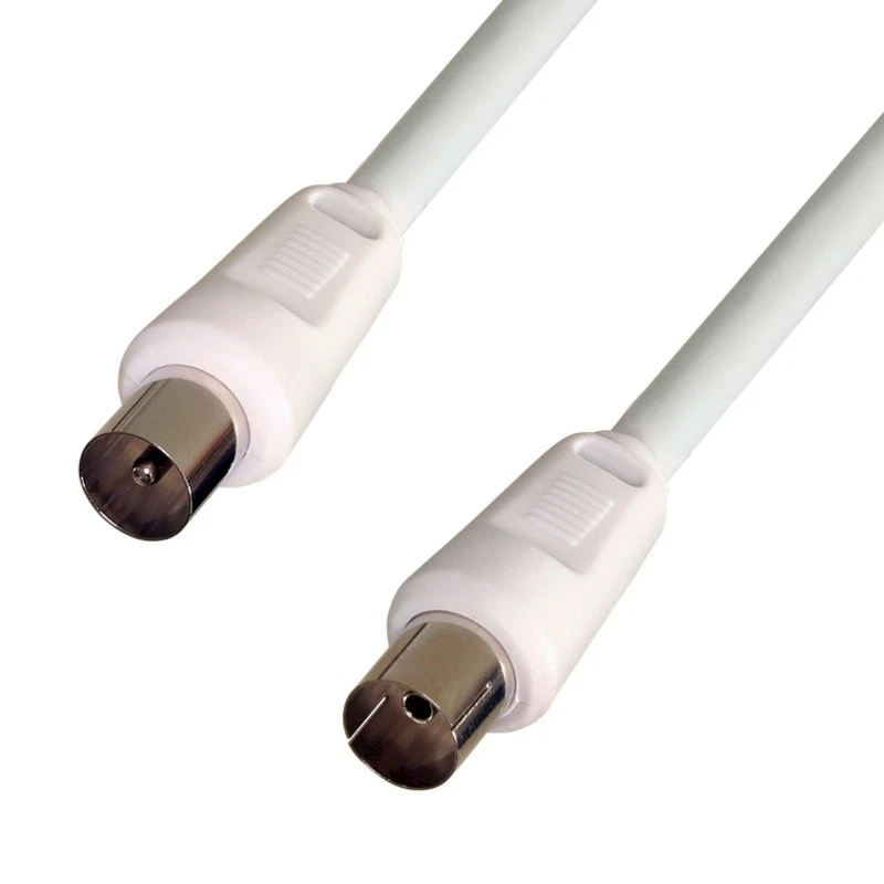 Antennen Kabel doppelt geschirmt weiß KOAX TV koaxial Anschlusskabel gerade 75dB