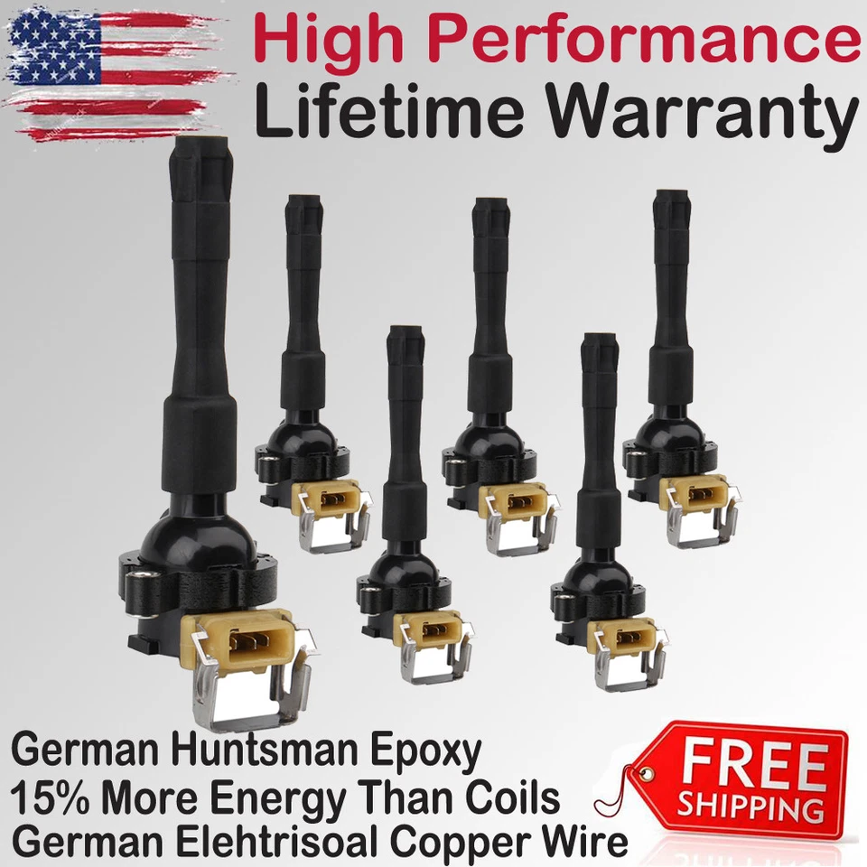 6 Pack High Energy Ignition Coil UF300 B321X6 UF354 For BMW E46 E39 X5 E36  US - Image 1 of 4