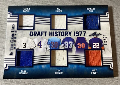 Camiseta deportiva 2019 ITG Draft History 1977 Baines Molitor Raines Dorsett King #’d 13/30 Foto 1 de 3