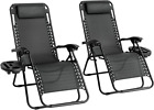 2 X Zero Gravity Garden Chairs Heavy Duty Reclining Folding Sun Loungers