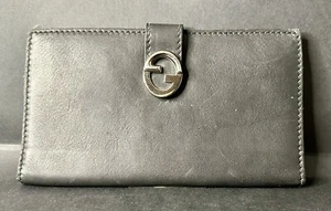 GUCCI Long Wallet GG Clasp Bifold Leather Black Vintage Authentic - Bild 1 von 10