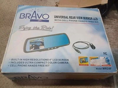 Bravo Car Rear View Kit 4" LCD Mirror W/ Rear Camera & Hands Free Cell Phone Kit - Image 1 of 4