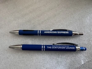 2 x American Express & Amex Centurion Lounge Ball Pens Blue New. Rare 👀 - Picture 1 of 13