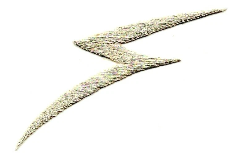 LIGHTNING BOLT SILVER METALLIC Iron on Patch  - Image 1 of 1
