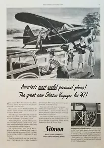 1947 Stinson airplane Vintage Ad Americas most useful personal plane sep - Picture 1 of 1