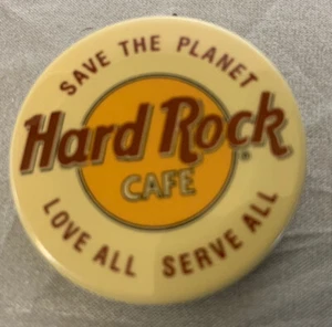Vintage Hard Rock Cafe Save The Planet Love All Serve All Collectible Button Pin - Picture 1 of 1