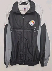 Steelers NFL Team Apparel Gr. L Windbreaker Jacke schwarz weiß grau Reißverschluss - Bild 1 von 6