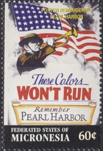 WWII Remember Pearl Harbor - These Colors Won't Run Poster Stamp - Picture 1 of 1