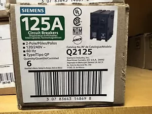 (BOX -QTY: 6) Interruttore automatico Siemens Q2125 125 Amp doppio polo tipo QP - Foto 1 di 4