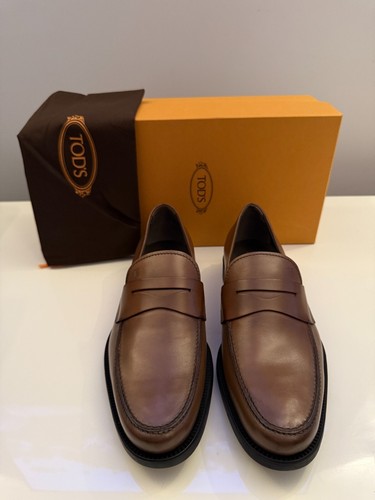 TOD’S Scarpe mocassini slip on Tods Boston in pelle marrone UK 9 5 EU 44 nuovi £ 640 Mr Porter