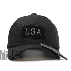 USA American Flag Hat Black / Gray Flag Detachable Patch Tactical Cap - Picture 1 of 6