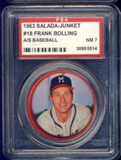 1963 Salada Junket Coins Baseball #18 Frank Bolling PSA 7