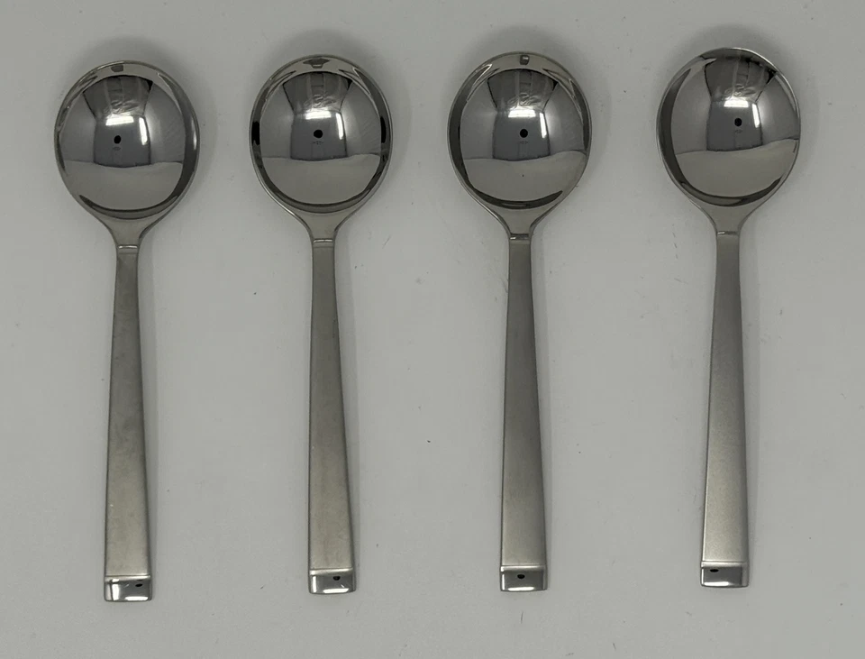 Oneida Frost Set of 4 Bouillon Spoons 5 7/8" Quality 18/8 Stainless - Image 1 of 1