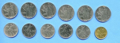 Italia Italia Lote Surtido de 12 Monedas Lira Italiana Monedas 1961-1979 Foto 1 de 3