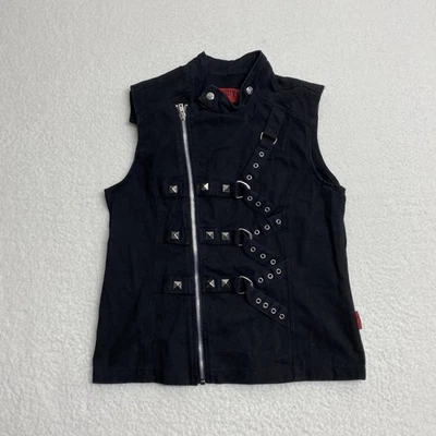 Tripp NYC Chaleco Mujer Grande Negro Punk Gótico Hebilla Correa Tachonado Moto Motociclista Foto 1 de 4