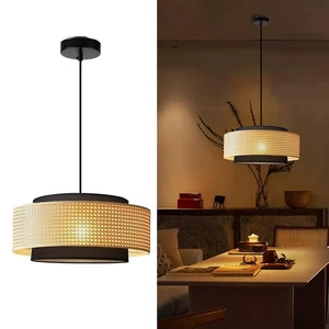 Rattan Pendant Lights Bamboo Light Fixture Boho Pendant Light Wicker Hanging ... - Picture 1 of 7