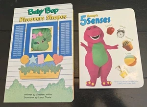 Vintage Barney Board Book Lot Baby Bop Shapes 5 senses Toddler Reading Pictures - Picture 1 of 12