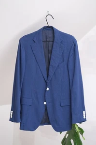 Boggi Milano Tuch Ermenegildo Zegna Herren Blau Wolle & Seide Blazer Sakko Gr. 48 - Bild 1 von 17