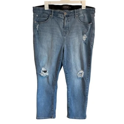 Torrid Jeans Sky High Skinny Crop Light Blue Cropped Distressed BoyfriendSize 18 - Image 1 of 4