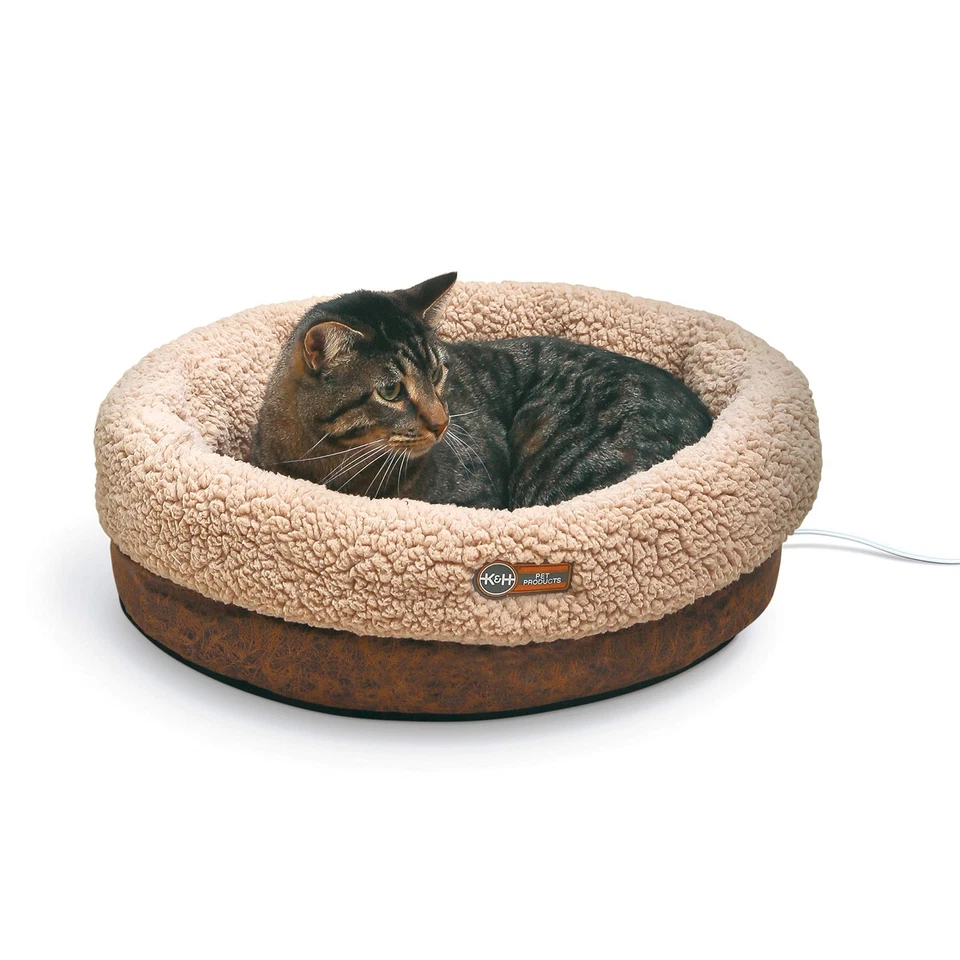 Heated Cat Bed Indoor, Thermo-Snuggle Cup Bomber Soft Heated Pet Bed for Larg... - Изображение 1 из 4