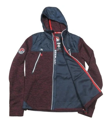 Sudadera con capucha para hombre Mountain Fleece de Superdry en rojo jaspeado/azul marino Foto 1 de 4