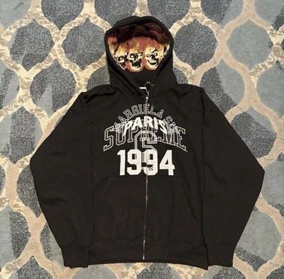 Supreme x Maison Margiela MM6 Black Zip-Up Hoodie Size Medium - Image 1 of 2