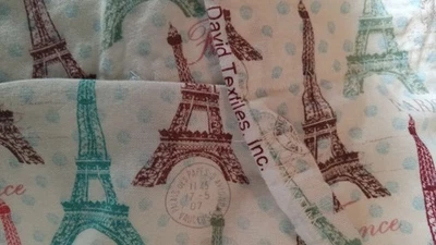 1 Pair Paris Postcard David Textiles Vintage Drapes 40x72 Eiffel Tower France - Image 1 of 4