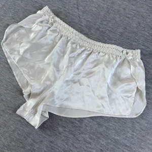 Girly Silky White Satin Slip Shorts With Cute Bows and Side Slits - Picture 1 of 5