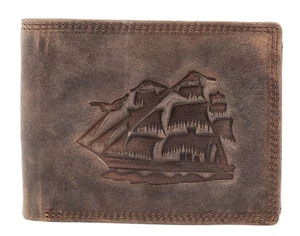 Cartera de cuero acento protección RFID cuero auténtico cartera monedero barco - Imagen 1 de 4