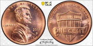 2011-D Lincoln Cent PCGS MS67RD Goldshield Trueview - Picture 1 of 3