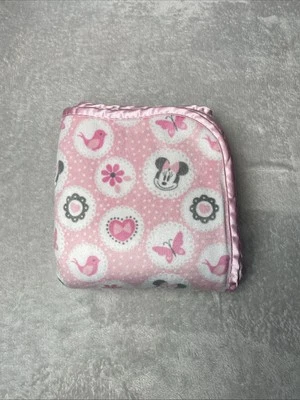 Disney Bebé Minnie Mouse Pájaro Mariposa Floral Corazón Rosa Sherpa Manta 28"X28" Foto 1 de 4