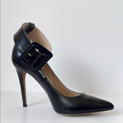 ZiGiny Pauline женщин лакированная кожа шикарный черный каблук на шпильке с пряжкой 10 М - Изображение 1 из 4