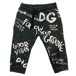 DOLCE&GABBANA English Print Sweatpants 12-18, Black Kids USED - Picture 1 of 6