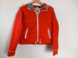 Bellfield Mandara orange kagoule mac floral lining rain coat sz S/10 *flaw* - Picture 1 of 15