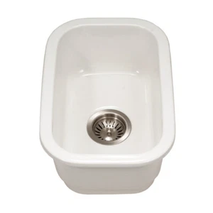 Houzer Platus 13" weiß Schamotte Unterbau Einzel Schüssel Bar Spüle PTB-1318 BQ - Bild 1 von 24