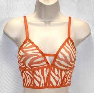 Auden Animal Print Bralette Orange NWT Size XS 32A-32B Unlined Long Line Bralett - Picture 1 of 5