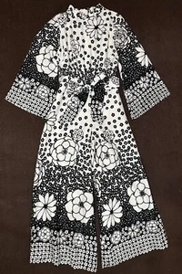Vintage 1960/70’s Alex Colman California Black And White Jumpsuit W/ Belt - Picture 1 of 12