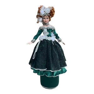 1998 Rustie Porcelain Doll Green Holly Red Hair Fiber Optic WORKS 22" Victorian - Picture 1 of 24